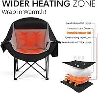 Vista 3 de Heated Oversized Camping Chair - Heavy Duty Padded Folding Camping Chairs for Adults with Cooling Bag, Side Pocket, Cup Holder and Carry Bag for