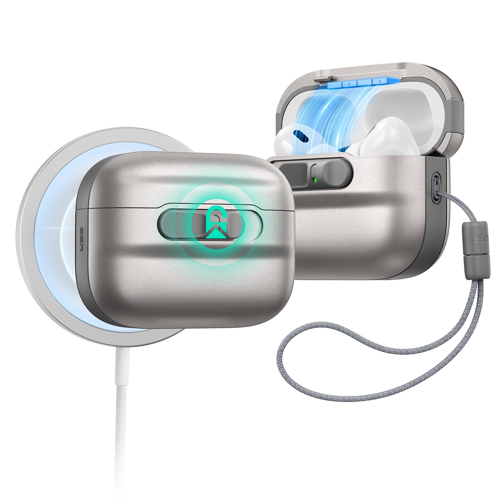 ESR for AirPods Pro 3 Case (2025), Compatible with AirPods Pro 3 (USB-C Cable), MagSafe Ready, Magnetic Lid Lock, Full Drop Protection Cover with