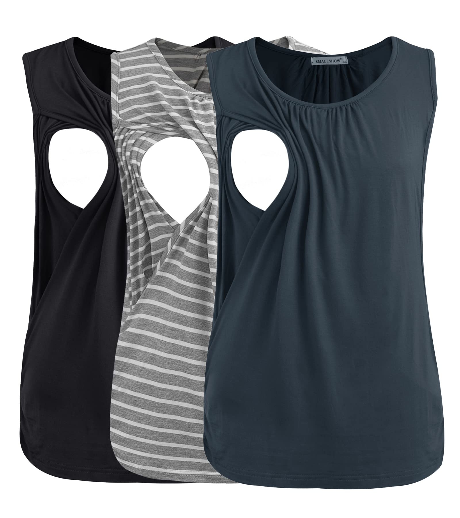 Smallshow Women's Maternity Nursing Tank Tops Breastfeeding Clothes 3-Pack
