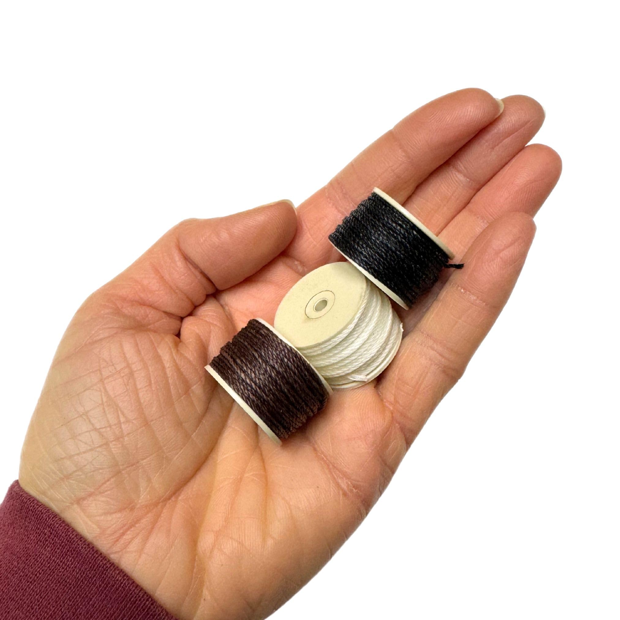 Waxed Thread 12.5 - Leather Sewing Awl Replacement Thread Spools Yards - Nylon Repair Stitch Threads - Sewing Awl Refill Replacement Threads, for Awl Stitching Tool (Black)