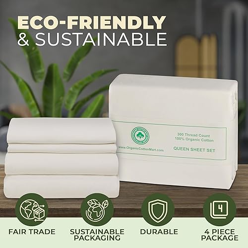 Miniatura 7 de Juego de sábanas de algodón orgánico, tamaño individual XL, 100% algodón orgánico certificado GOTS, sin blanquear, sin teñir y totalmente natural,