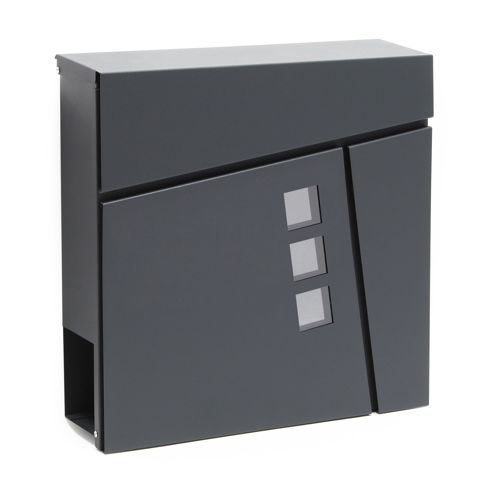 Wiltec V24, Anthracite Design Mailbox V24 Anthracite Newspaper Compartment Wall Letterbox Postbox Powder Coated