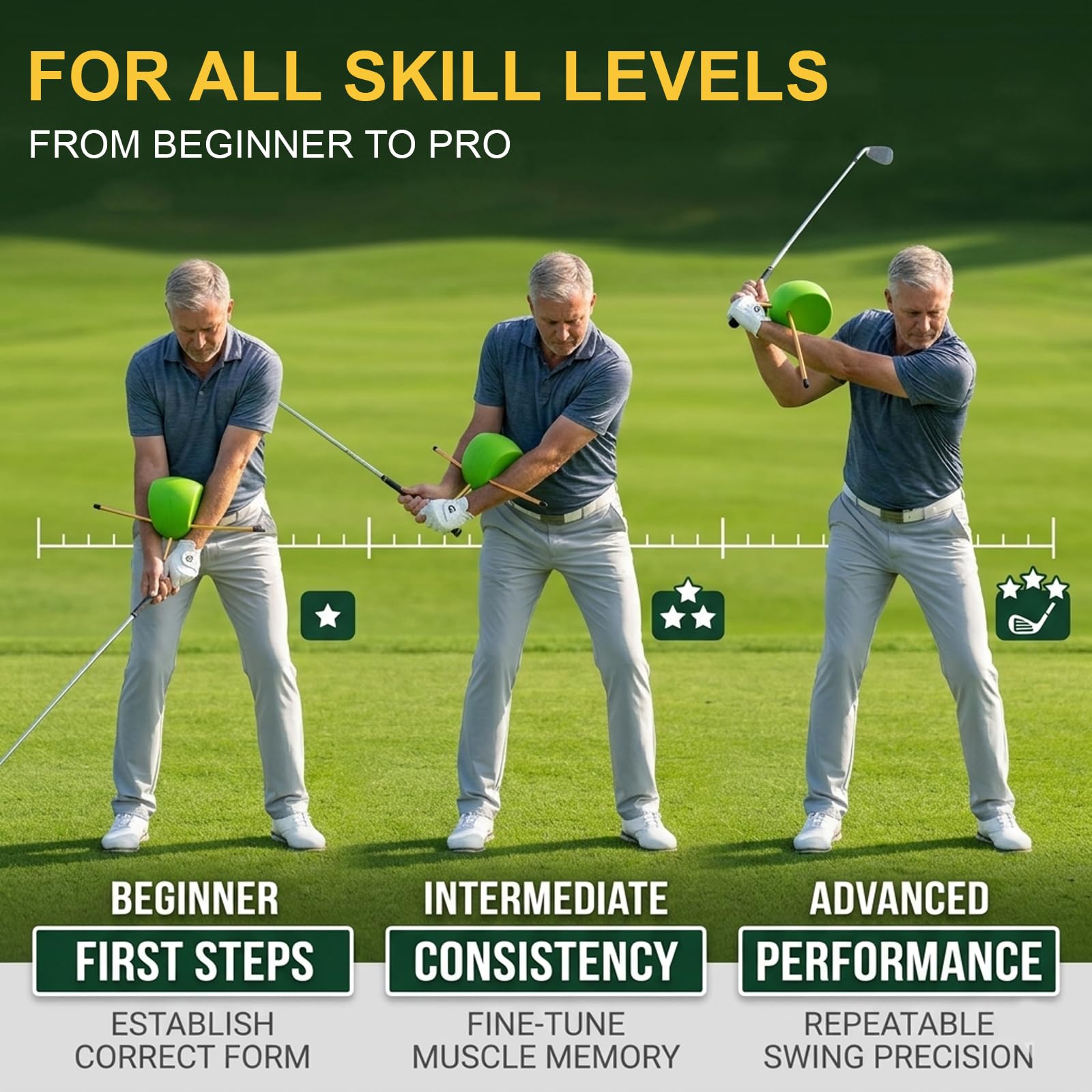 Golf Trainingshilfen, Golf Schwungtrainer Ball, Golf Schwungtrainer, Golf Training Aid, Trainingshilfe für Die Golf-Armhaltung, für Stabile Y-Form, Alle Könnensstufen, Platz, Driving Range