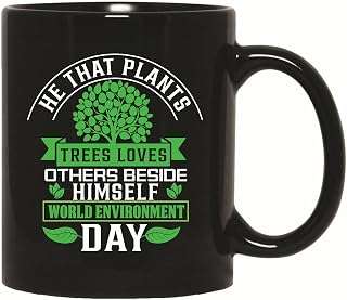 Plant Trees and Spread Love World Environment Day Gifts for Environment Enthusiasts 11oz 15oz Black Coffee Mug