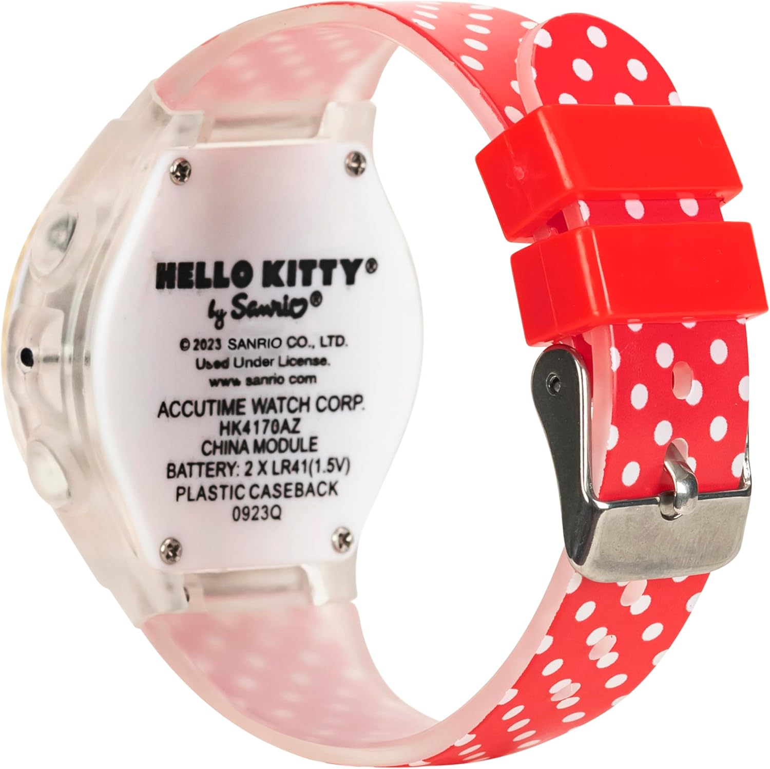 Sanrio Hello Kitty Kids LCD Watch – Red Polka Dot Strap, Iridescent Bezel, Digital Display, Cute Printed Dial, Adjustable Fit, Collectible Tin Box, Perfect for Girls – Fits Wrists 5.5” to 8” - Image 8
