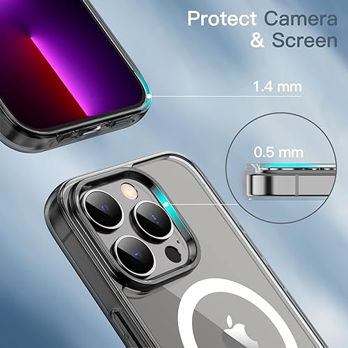 Miniatura 6 de JETech Funda magnética para iPhone 13 Pro Max de 6.7 pulgadas, compatible con carga inalámbrica MagSafe, a prueba de golpes, parte trasera