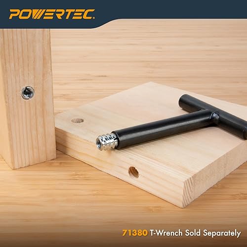 Miniatura 6 de POWERTEC QTI1004 Insertos roscados para muebles de madera  Chapado en zinc  38"-16 hilos internos  0.709 in de longitud  Paquete de 50