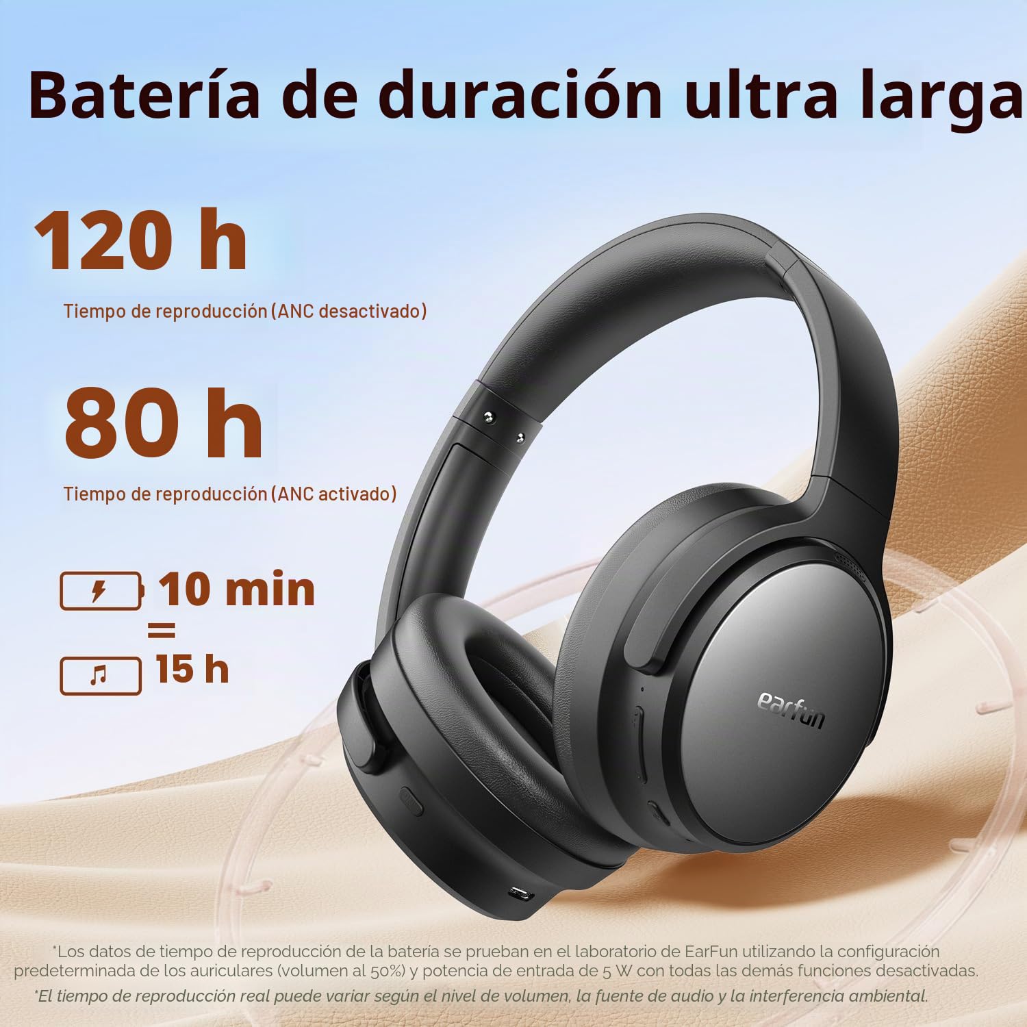 EarFun Tune Pro Cascos Bluetooth con ANC Híbrida, LDAC, 120H | Doble Altavoz, Llamadas Nítidas con 5 Mics, Graves Profundos, Ajuste Cómodo, Conexión Multipunto, EQ Personalizado vía App