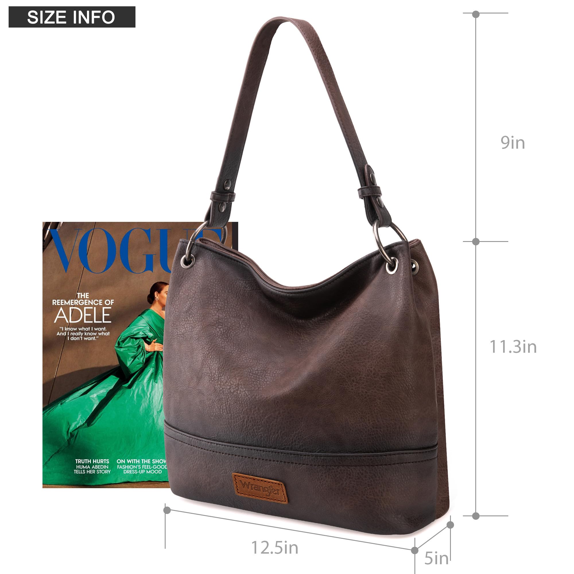 Wrangler Hobo Bags for Women Vegan Leather Top Handle Shoulder Purses and Handbags