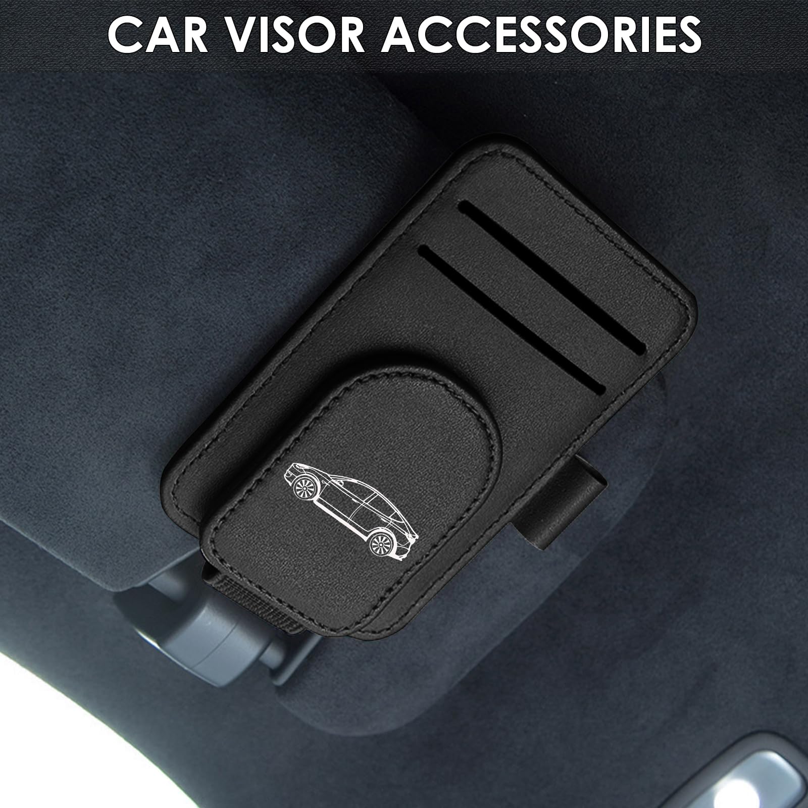 Model Y Sunglass Holder Clip Compatible with Tesla Model Y 2025 2024 2023 2022 2021 2020 Interior Accessories Organizer Eyeglass Hanger Visor Ticket Card Decor Sunglasses Holders Part De (Black)