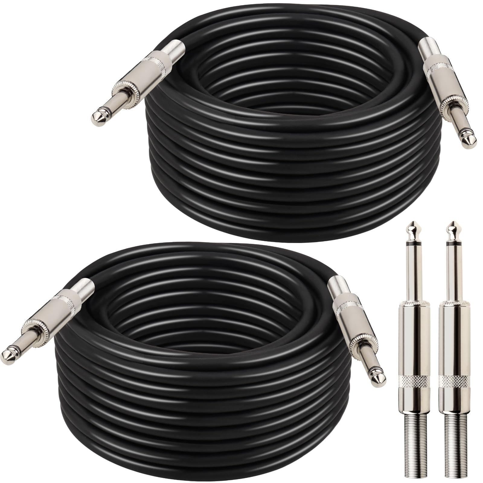 MOOKEERF Lautsprecherkabel 6,35 mm (1/4 Zoll), 0,6 m, TS-Stecker, DJ/PA-Audio-Lautsprecherkabel, 9,2 m, Lautsprecherkabel für Audio-Verstärker, 2 Stück