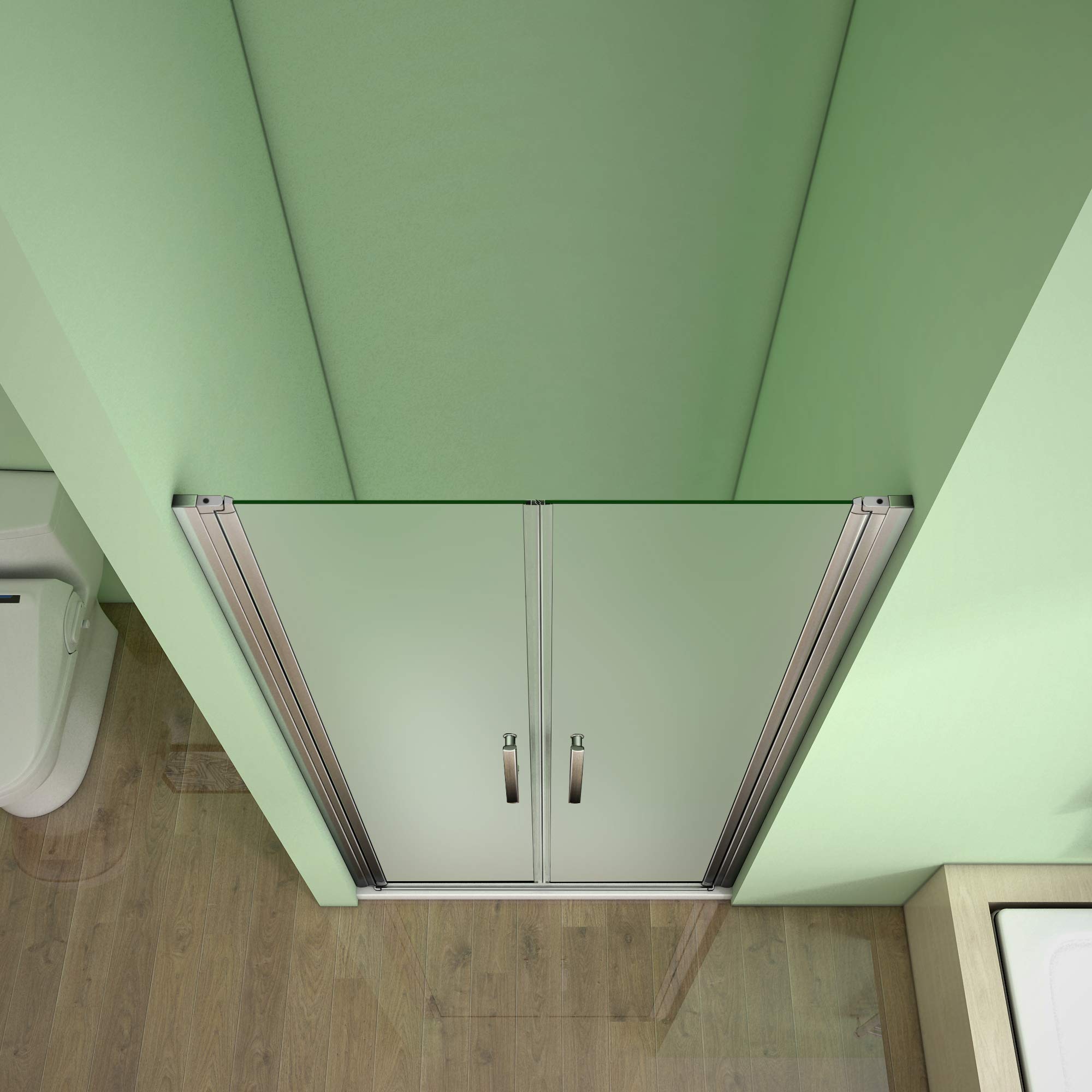 AICA Porte de douche 80x185cm porte battante verre satiné et anticalcaire porte battante en niche