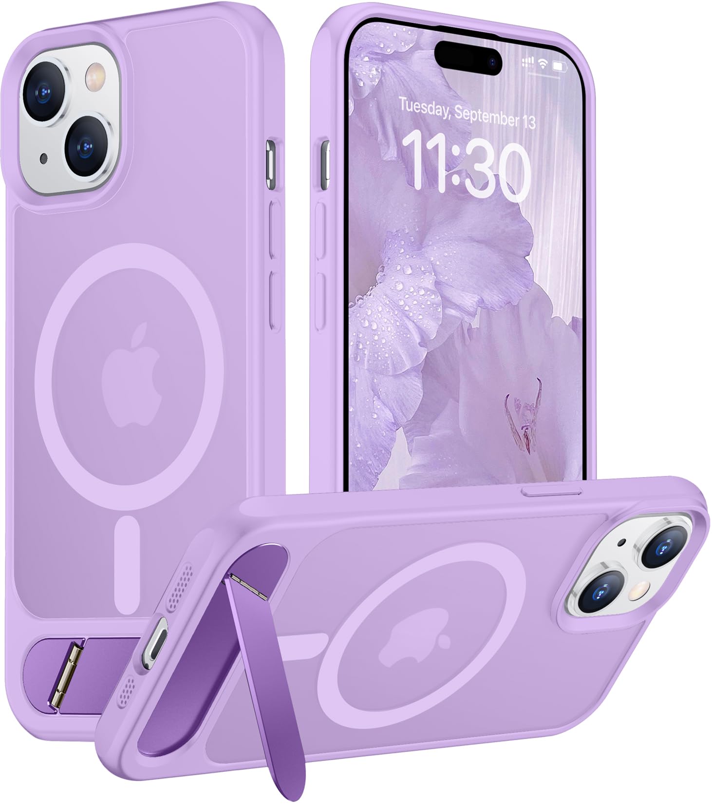 Temdan Magnetic Compatible with iPhone 15 Plus Case &amp; iPhone 14 Plus Case, [Built-in Invisible Kickstand][Compatible with MagSafe][Military Grade Shockproof] Slim Translucent Matte Phone Case 6.7"