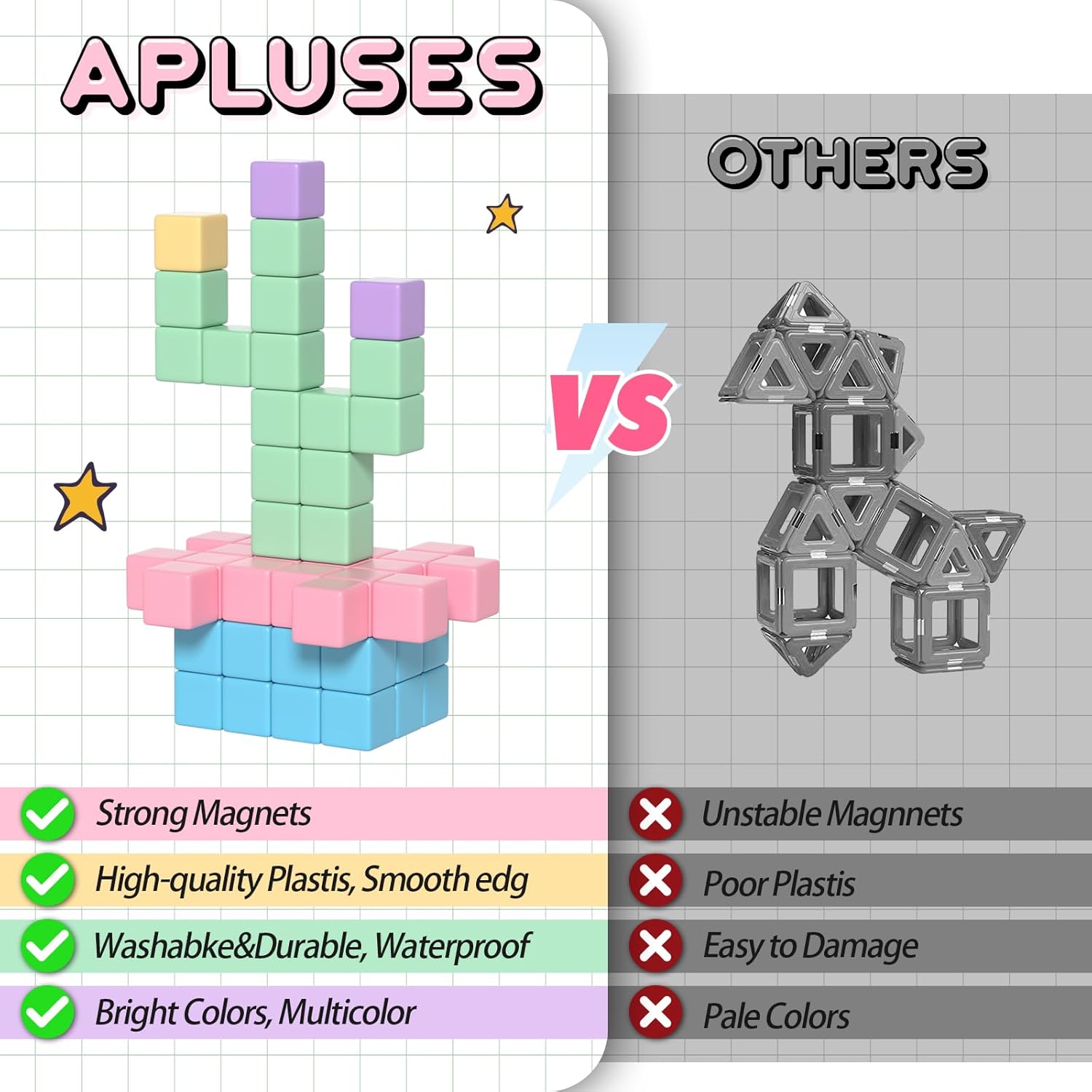 Magnetic Blocks, Magnetic Cubes, STEM Magnet Blocks for Kids 3-5, Travel Toys for Toddlers, Preschool Sensory Autism Montessori Toys, Gift for 3 4 5 6 7 Year Old Girls, Boys Building Toys Age 3+ - Image 6