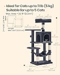 SONGMICS Home Cat Tree for Indoor Cats, Multi-Level Tower Condo with Sisal Scratching Posts, Hammock and Condo, Dark Gray