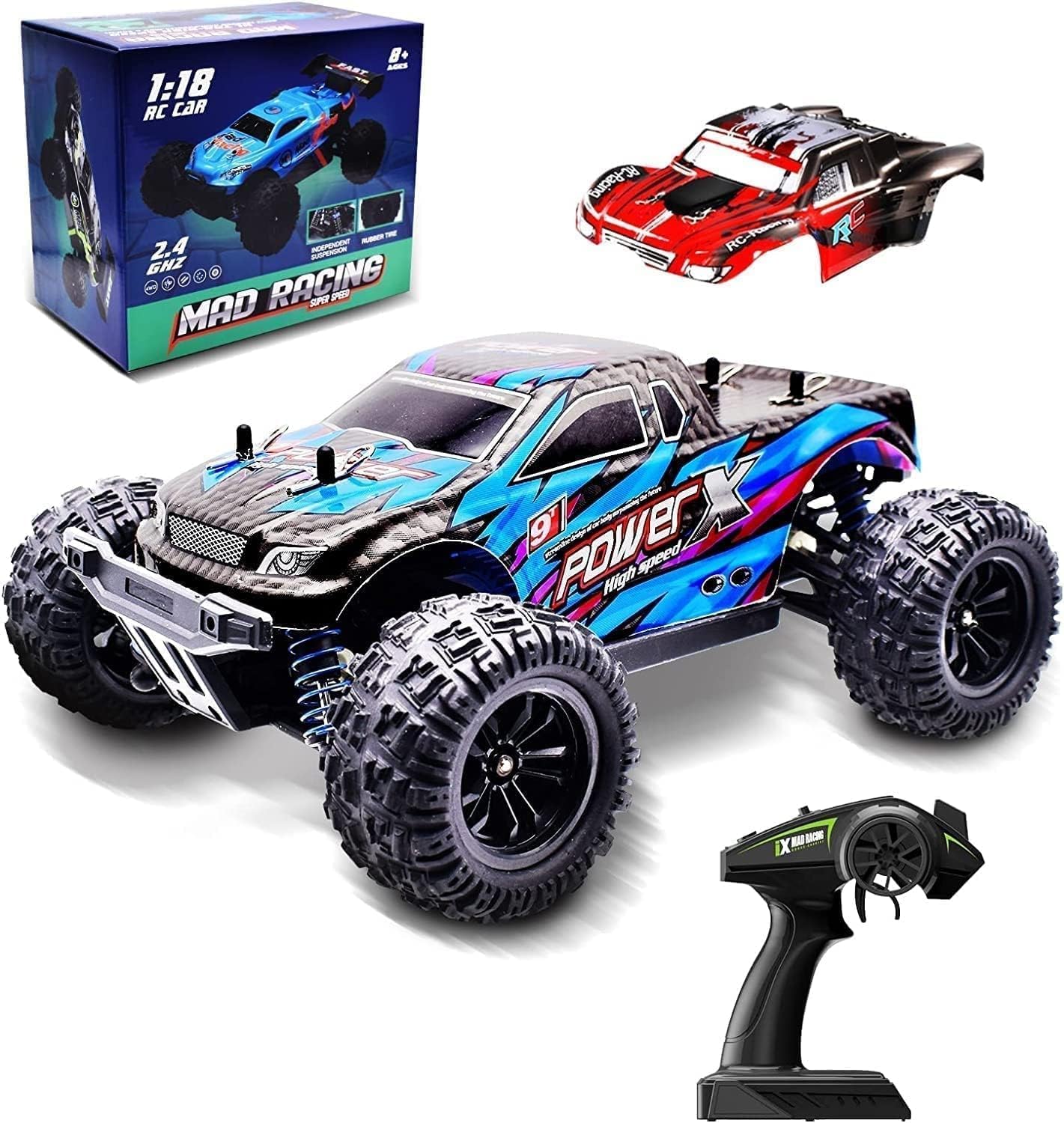 High Speed 40 km/h 4WD 2.4 GHz Remote Control Truck 1:16 and Scale Radio Controlled Off-Road RC Car Electronic Monster Truck R/C RTR Hobby Cross-Country Car (Multi Color)-image-18