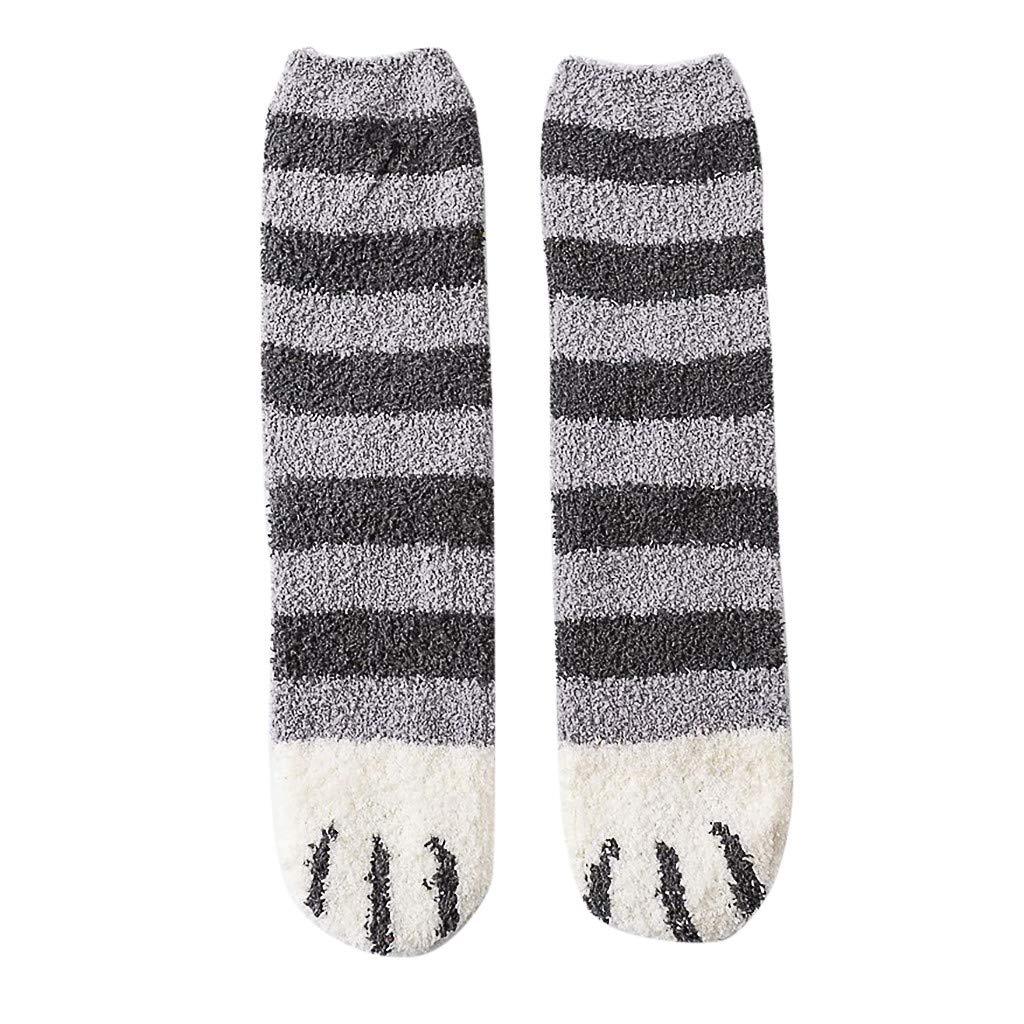 Fashion Lovely Womens Cat Claw Coral Thickening Fuzzy Middle Stockings Socks