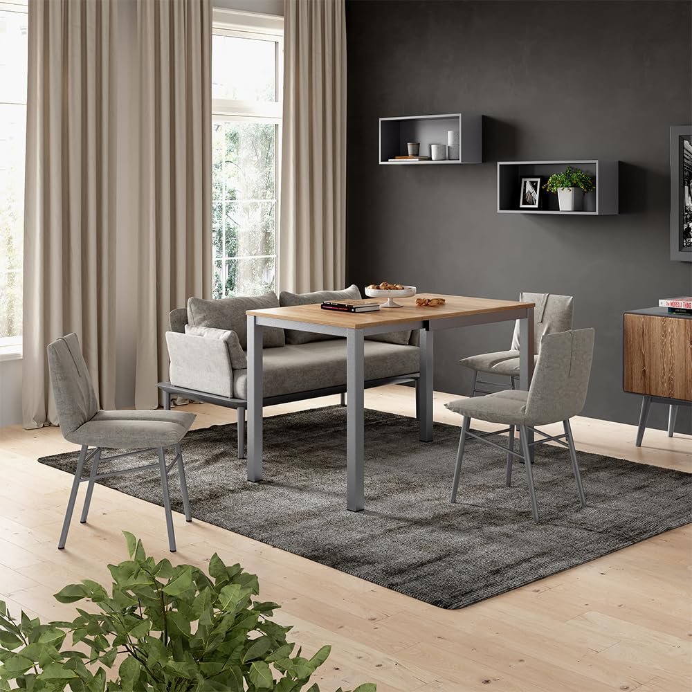 Vicco Table de Salle à Manger Granny, chêne/Gris, 120x70cm Extensible, avec Fonction d’Extension pour des Longueurs de Table Variables