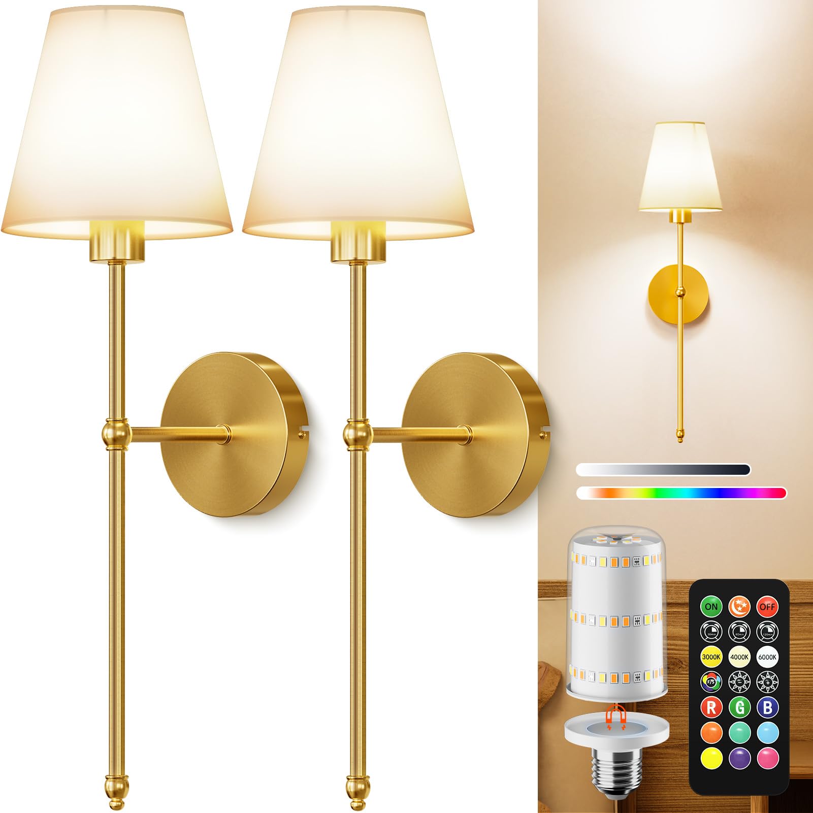 KIBTOY Wireless Wall Sconces