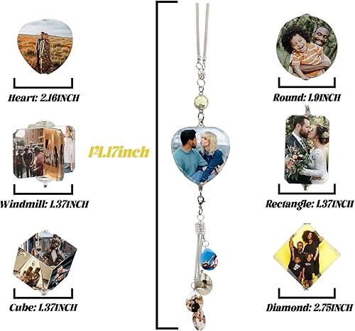 Miniatura 4 de Accesorios de coche colgantes de cristal con foto personalizada para mujeres y hombres, imágenes personalizadas para espejo retrovisor