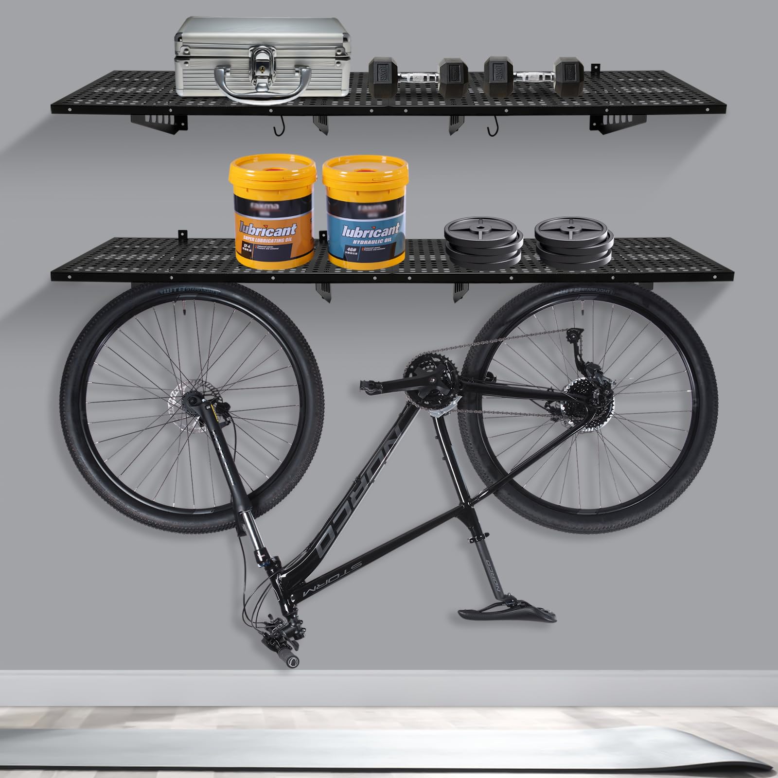 Pyroarle 2-Pack 24 * 72inch Wall Mounted Garage Shelving, Garage Storage Wall Shelves Storage Rack, Heavy Duty Sturdy Bike Shelves, Organization Rack, Black