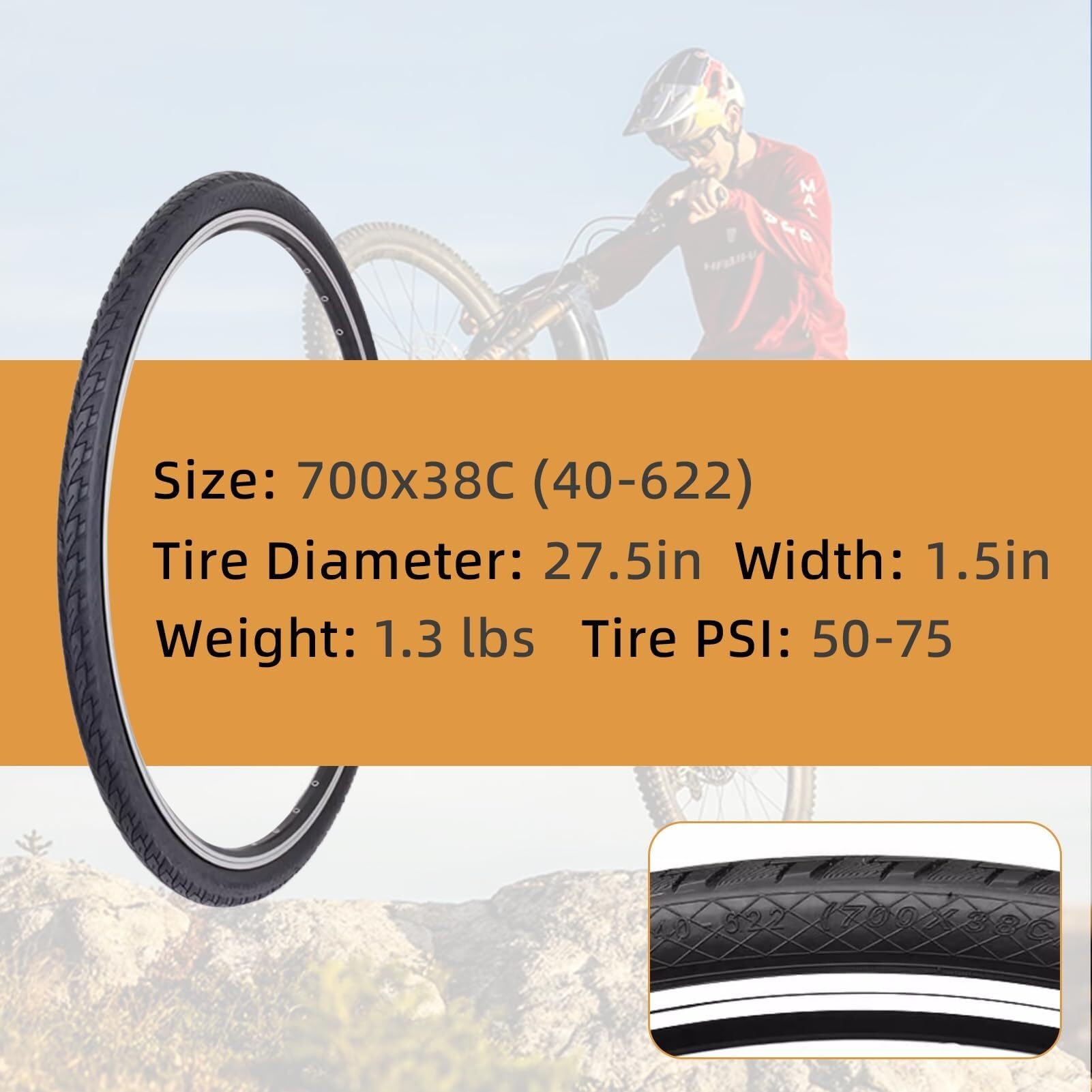 2PCS 700x38c(40-622) Opona Do Roweru Szosowego I Dętka Z 2 Łyżkami 700 38c(40-622) Akcesoria Zamienne Do Rowerów Opony Z Ochroną Przed Przebiciem 60TPI Do Jazdy Miejskiej