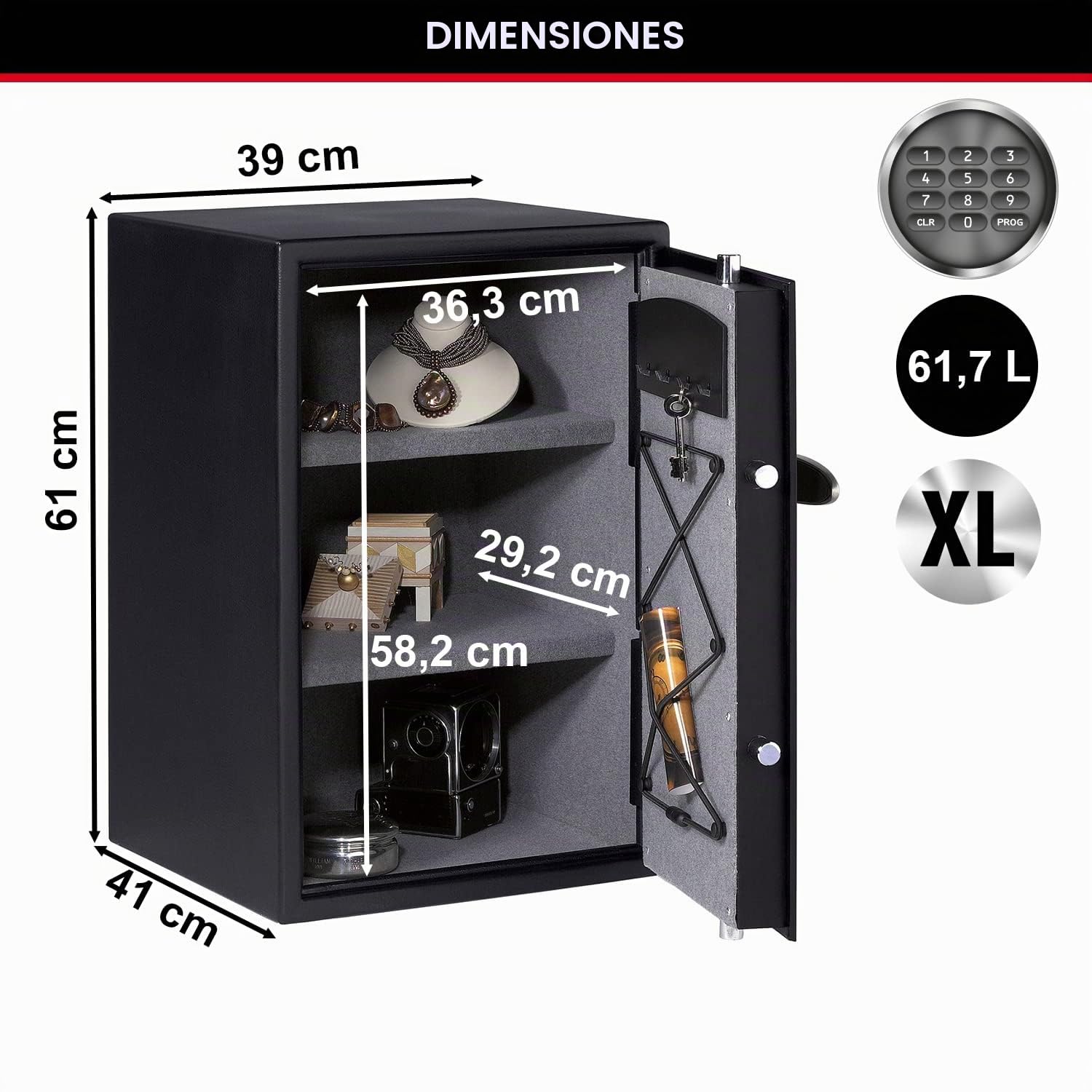 Master Lock T6-331 ML Caja Fuerte de Alta Seguridad 61,7 l [combinación Digital] [L] -Gran Capacidad de almacenaje para Guardar artículos valiosos