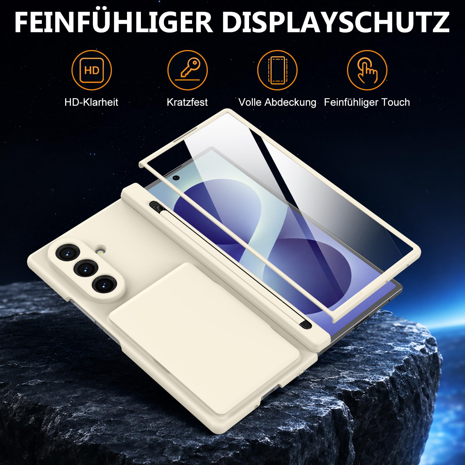 Compatibile con Samsung Galaxy Z Fold 8 Ultra, custodia a portafoglio con custodia protettiva antiurto, pellicola protettiva frontale in vetro temperato, porta penna, scomparti per carte di credito e