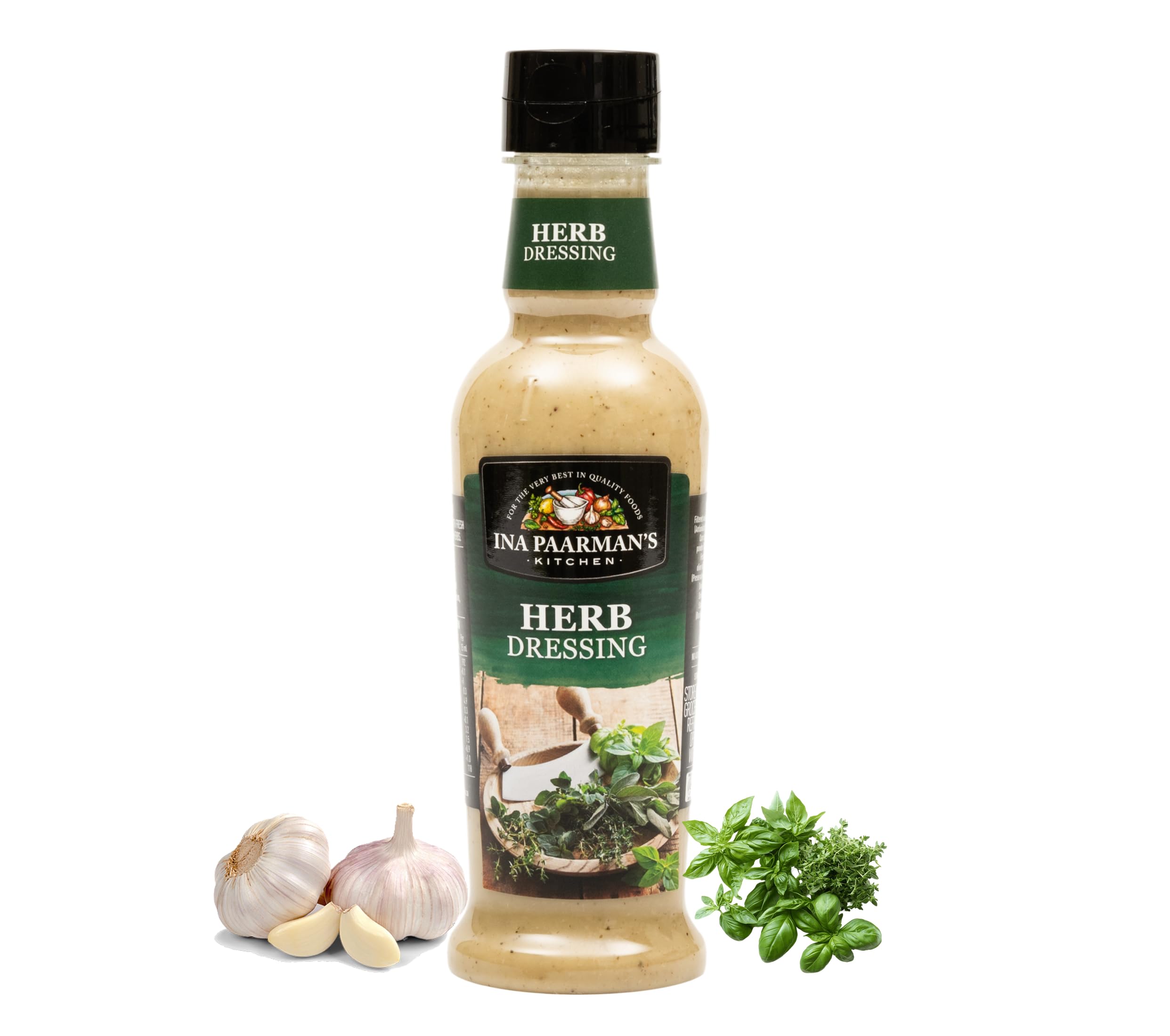 Ina Paarman | Garlic & Herb Salad Dressing | 300ml | Award Winning | Pairs with Salad, Venison, Lamb, Roasted Veg | Rich Texture | Touch of Garlic and Basil | Marinade | Creamy Herb Salad Dressing