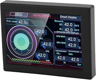 3.5 Inch IPS Display Computer Temp Monitor, Stepless Dimming Rotating Theme Editor Mini Monitor, Second Monitor for CPU RAM Temperature HDD Data Network Speed and More (Black)