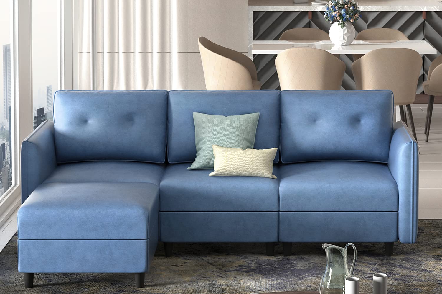 Buy LLAPPUIL Modular Sectional Sofa Faux Leather Fabric Reversible 4