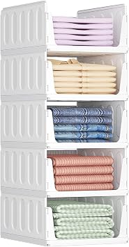 Lifewit 5 Pack Stackable Wardrobe Storage Organiser Hat Boxes 42cm Depth