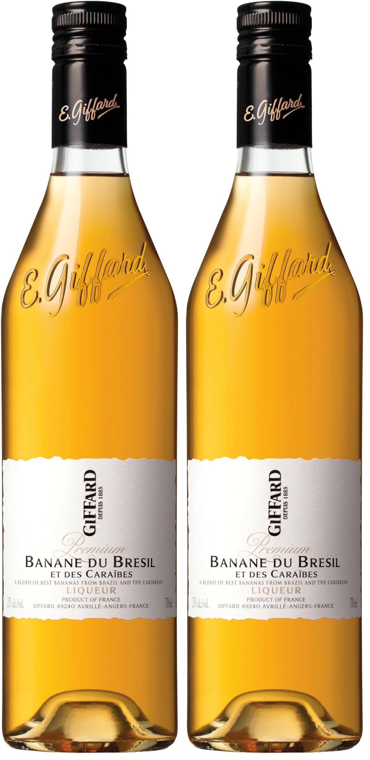 Giffard - Liqueur Banane du Brésil et des Caraïbes - Recette Française - Exotique et Gourmande - 70 cl, 700 milliliters (Lot de 2)