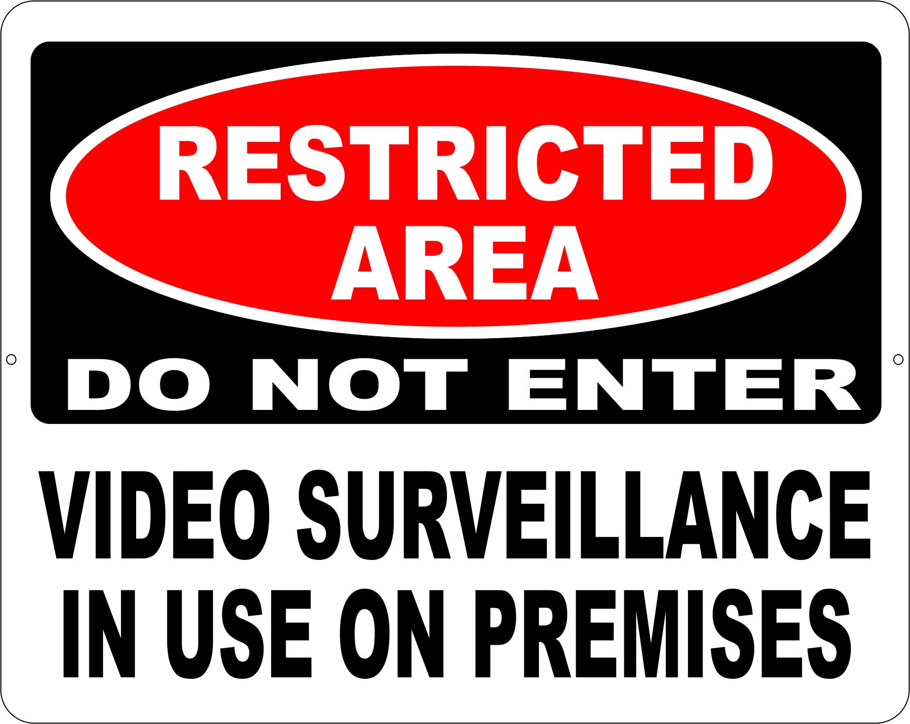 Restricted Area Do Not Enter Video Surveillance In Use On Premises, Metal Tin Sign, For Outdoor & Indoor, 12×8 Inch