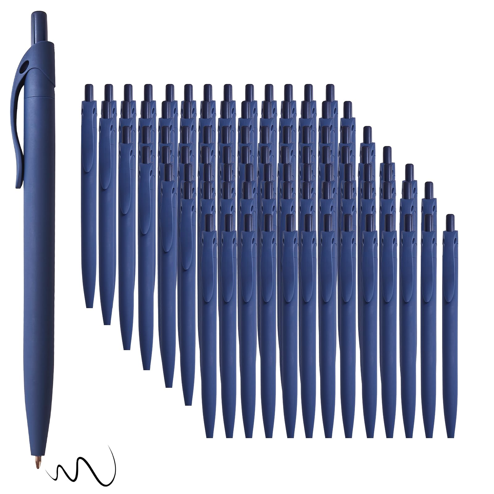 Kugelschreiber, 100 Stück, schwarze Tinte, Großpackung, marineblauer Schaft, Klickstifte für Büro, Zuhause und Schule, einziehbarer Kugelschreiber, mittlere Spitze, 1,00 mm (Marineblau)