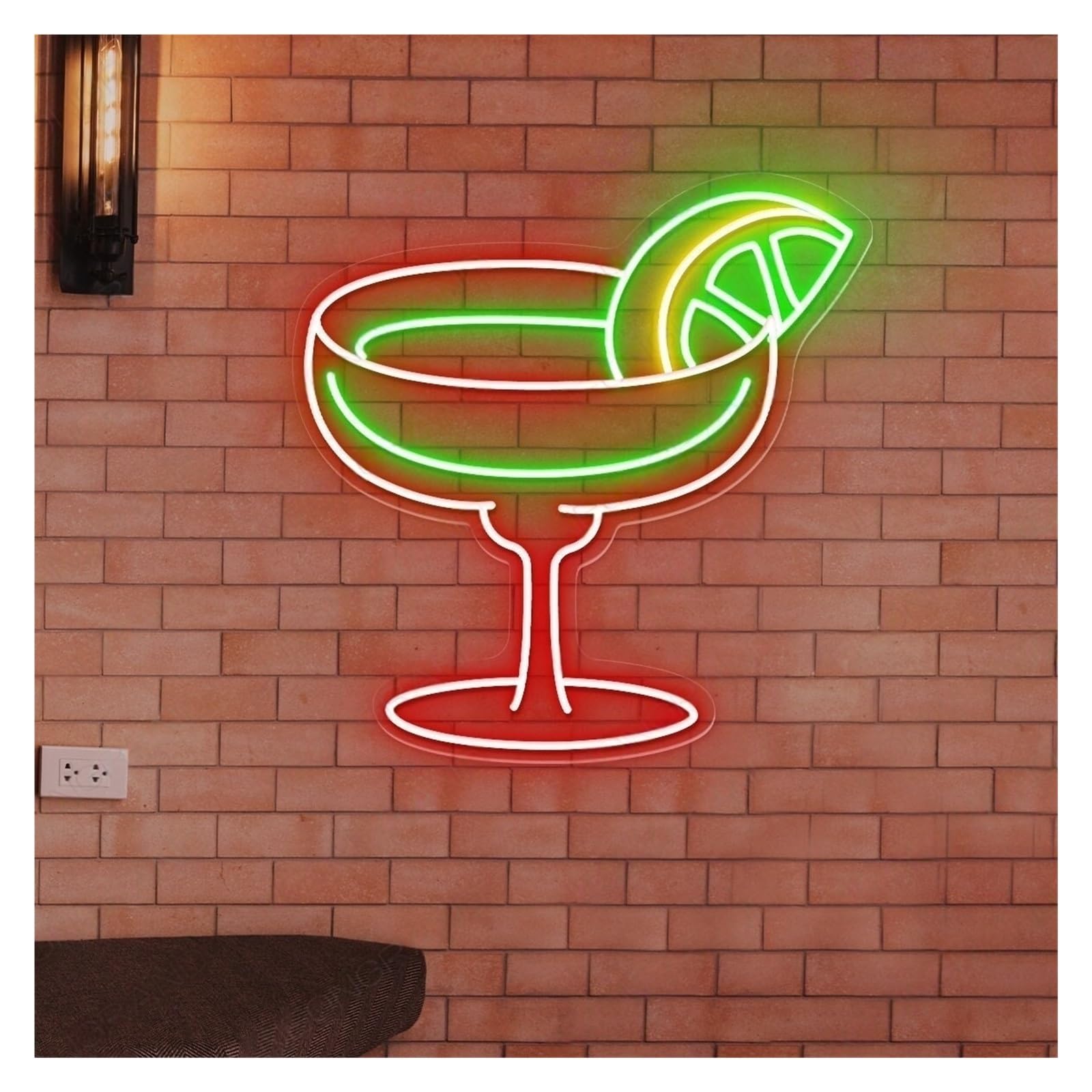 SHOUXI Sign Lamp Handmade Neon Signs USB Powered Cocktails Bar Lights Suitable for Beach House Bistro Pub Club Decor 42cmx43cm(A)