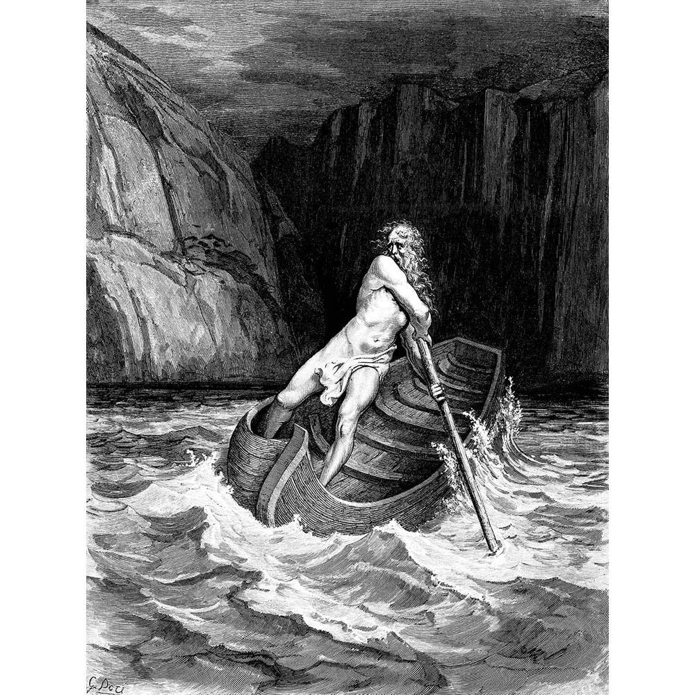 Wee Blue CooPainting Book Illustration Dore Charon Dante Divine Comedy Art Print Poster Wall Decor 12X16 Inch