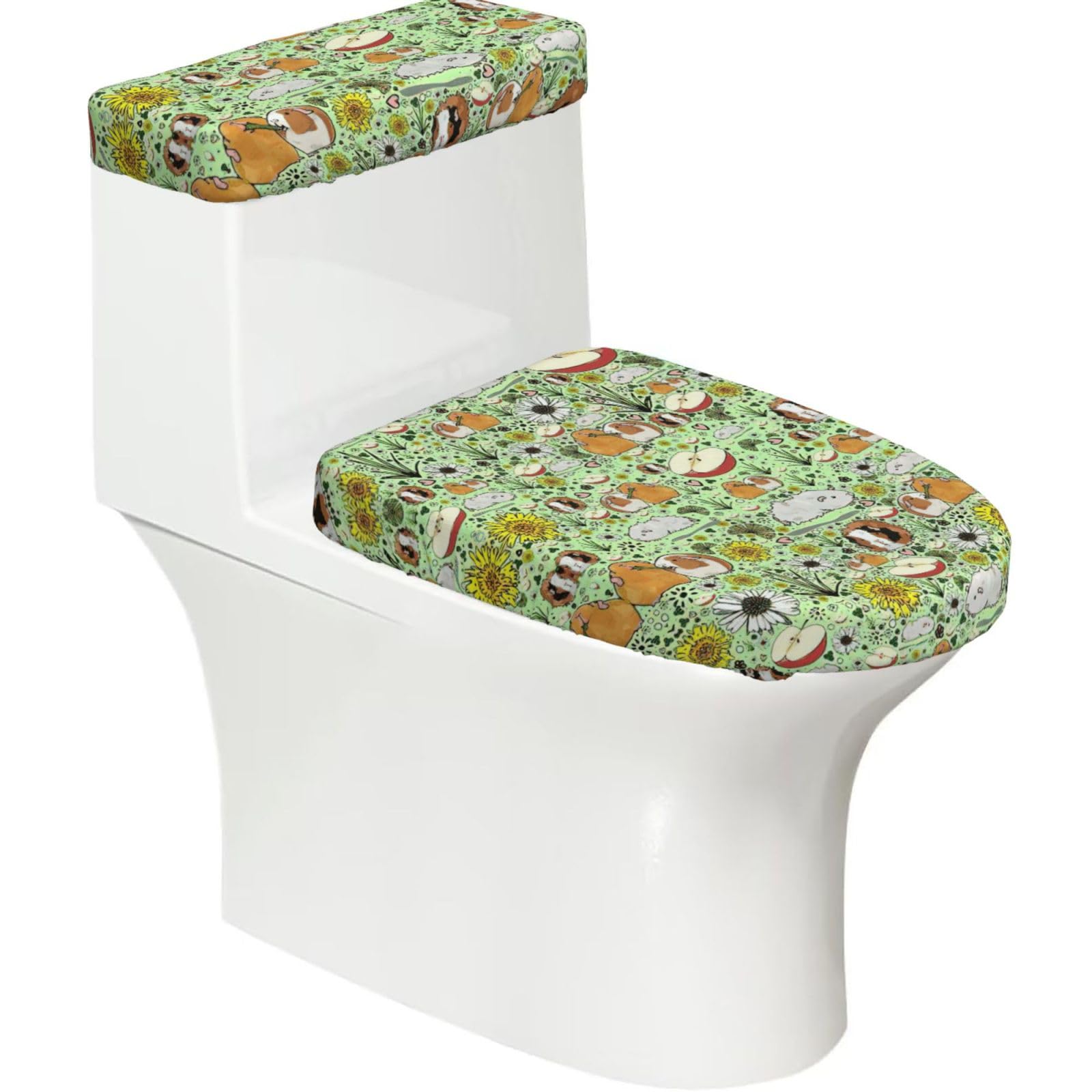 Guinea Pig Print Bathroom Decor Toilet Lid Cover And Tank Covers, Restroom Accessories Fits Most Round