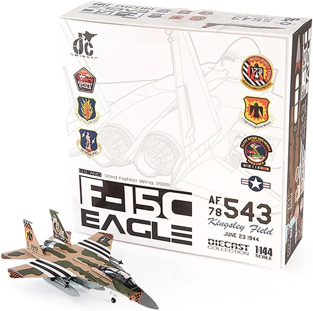 Mcdonnell Douglas F-15C Eagle Fighter Aircraft 173rd Fighter Wing (2020) United States Air National Guard 1/144 Diecast Model by JC Wings JCW-144-F15-005