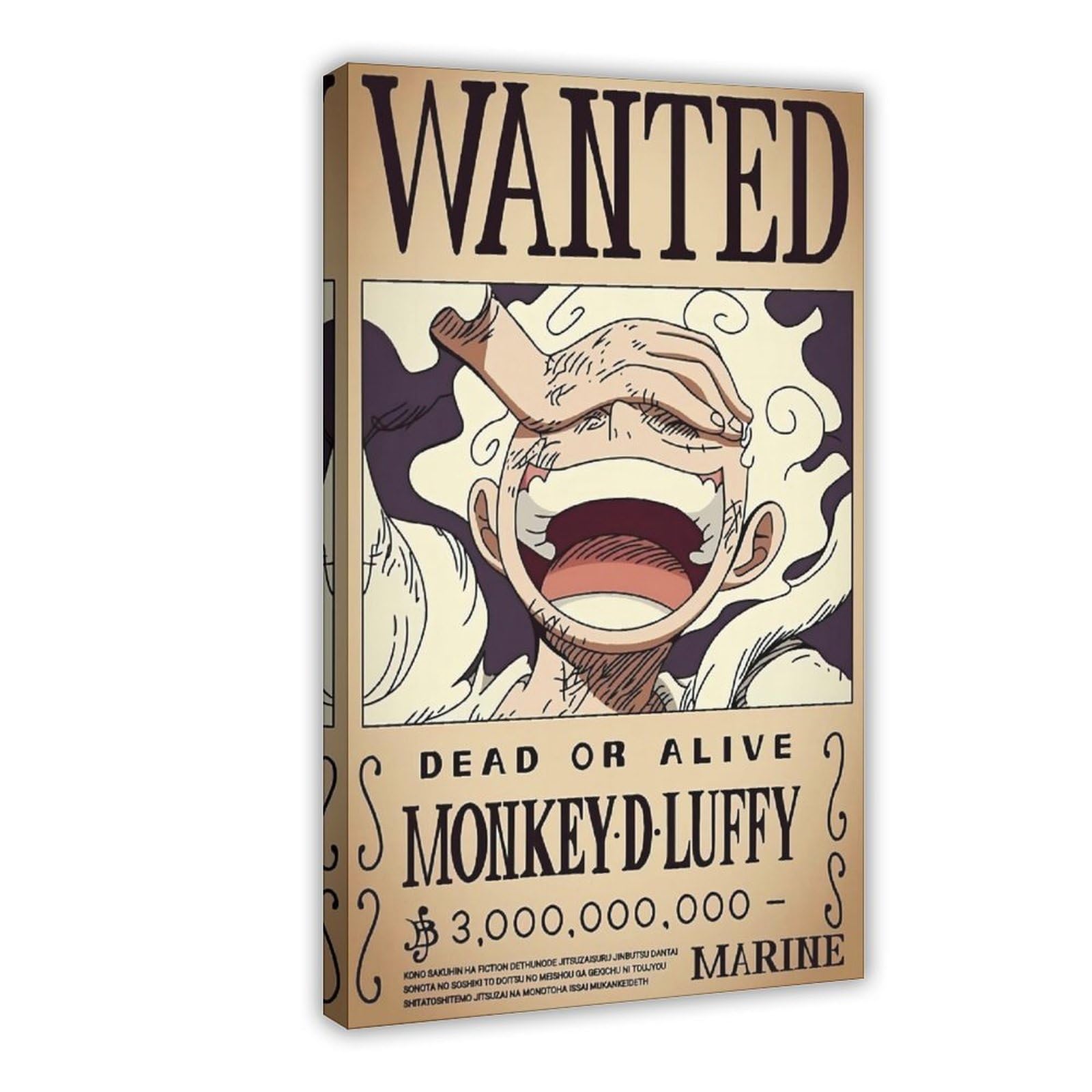 Poster Sur Toile One Piece : Portrait 'Wanted' De Luffy Prime à 3 Milliards De Berries - Taille 30x42 Cm