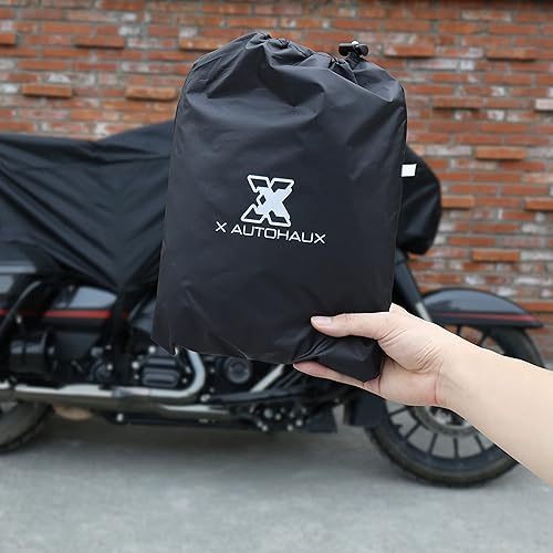 Vista 19 de X AUTOHAUX Funda para motocicleta, ligera, media cubierta, impermeable, para exteriores, lluvia, polvo, color plateado, tamaño XL, para la mayoría