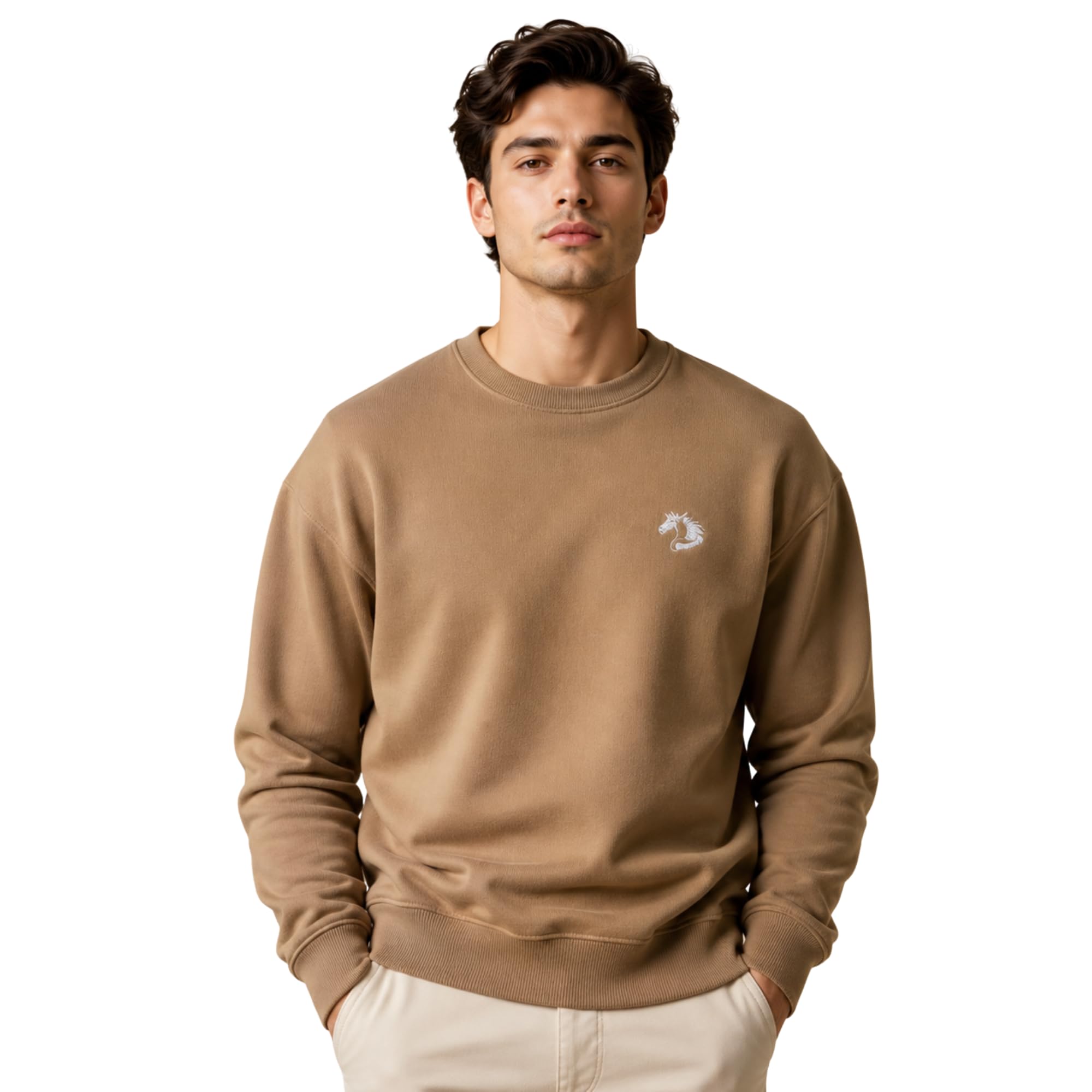 velarian Men's Premium Fleece Sweatshirt | Ultra Soft Round Neck Cotton Blend Pullover for Winter | Warm & Breathable Slim Fit Casual | Full Sleeve Jumper for Men-picture-44