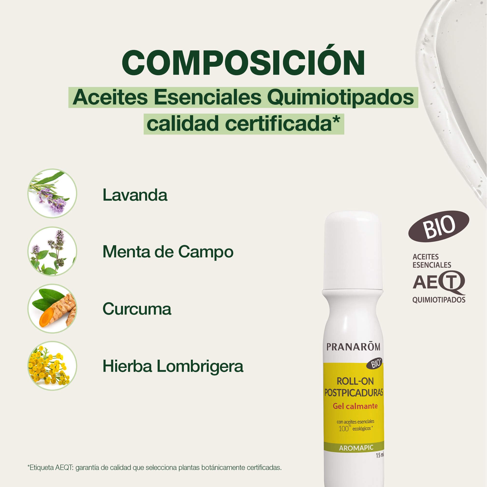 PRANAROM - Aromapic - Roll On Post Picadura Bio - Gel Calmante Con Aceites Esenciales Puros Y Naturales - Práctico Formato - 15ml