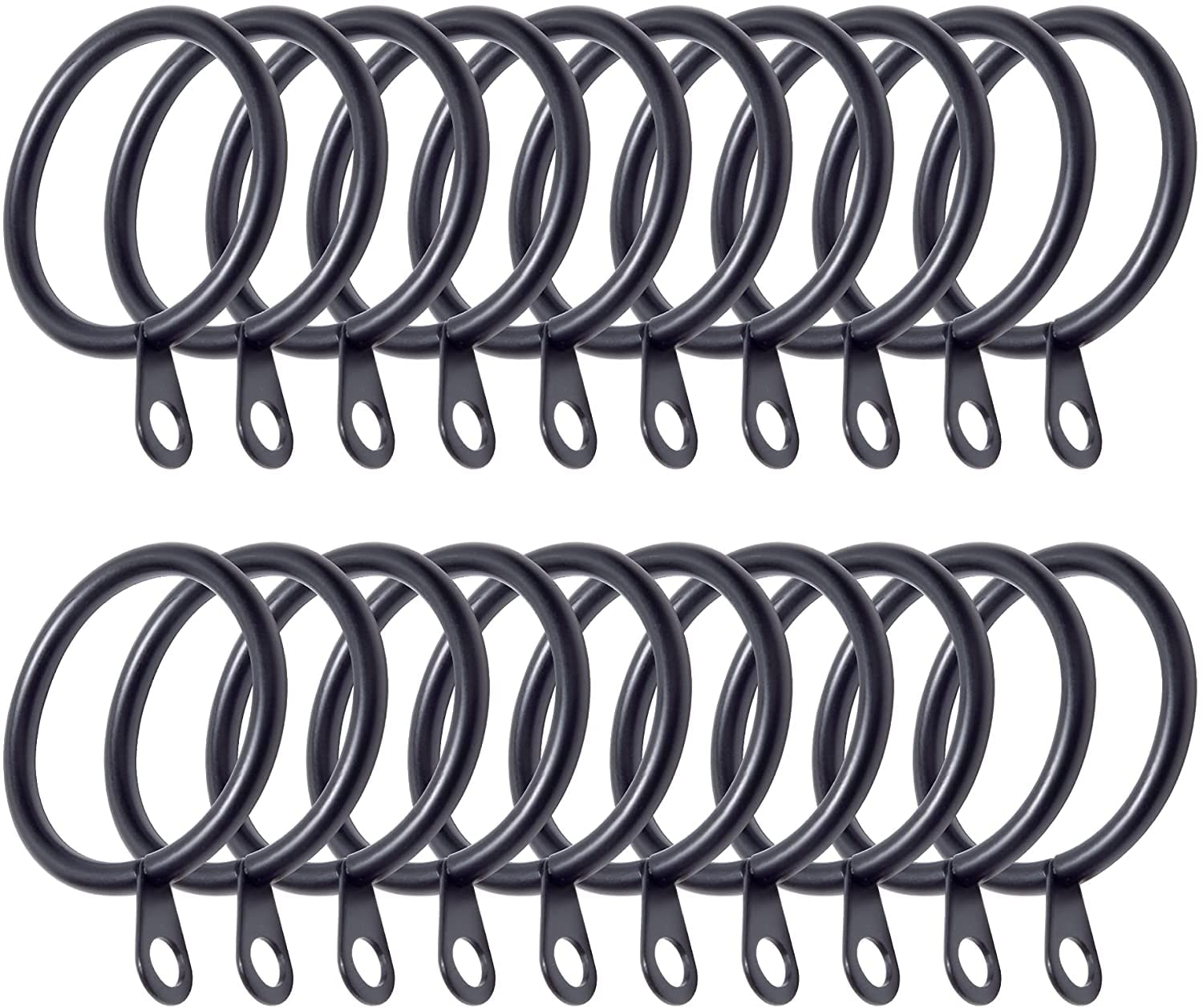 40 Anelli Per Tende In Metallo Nero - Diametro Interno 30mm, Scorrevoli Per Aste Fino A 27mm - Foto 4