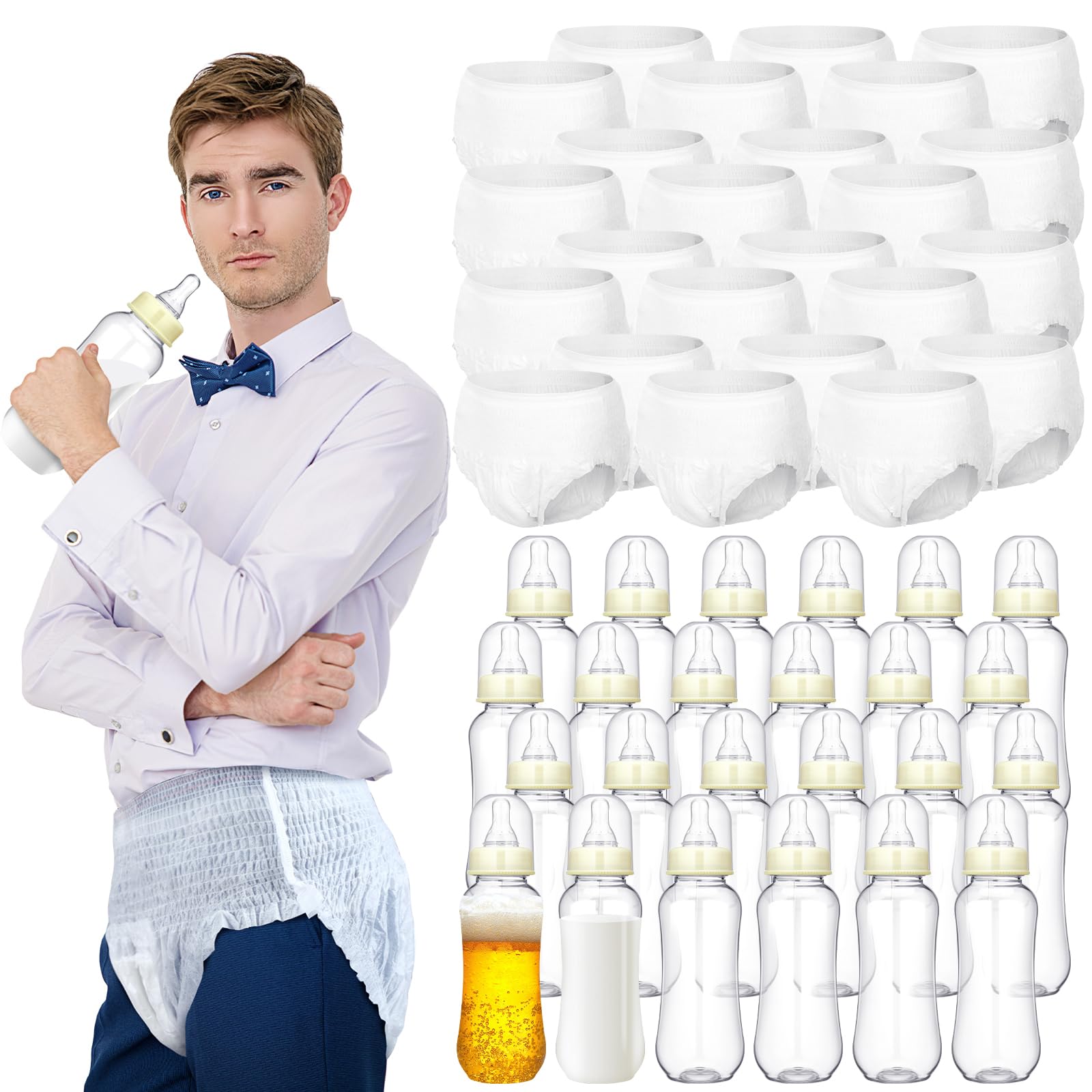 Hushee Set di 12 biberon per baby shower, in plastica, usa e getta, per rivelare il genere, per cambiare il pannolino, decorazione per giochi di gara (rosa)