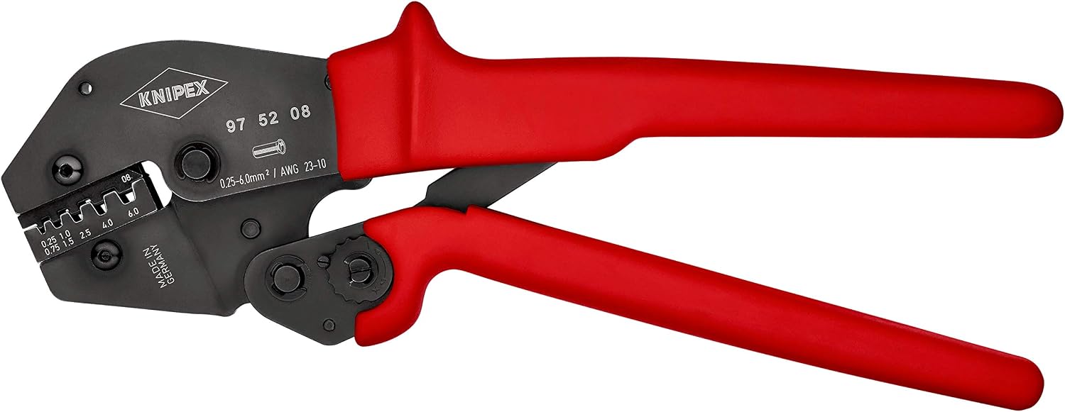 KNIPEX Crimping Pliers for Two-Hand Operation with Non-Slip Plastic Grips 250 mm, 97 52 08, Black
