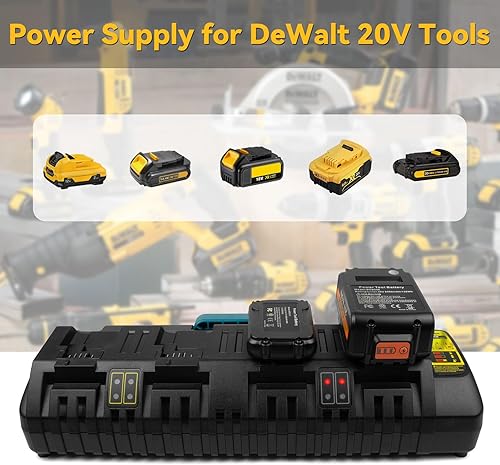 Miniatura 9 de DCB104 - Cargador rápido de 4 puertos para batería DeWalt 20V60V Max, con puerto USB compatible con batería DeWalt de 20 V60 V DCB206 DCB208 DCB205