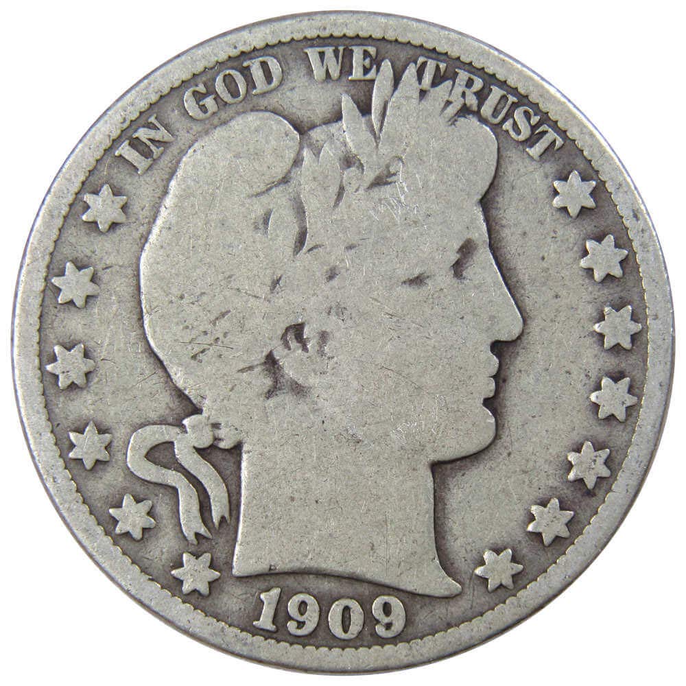 1909 Barber Half Dollar Circulated Silver 50c Coin Collectible