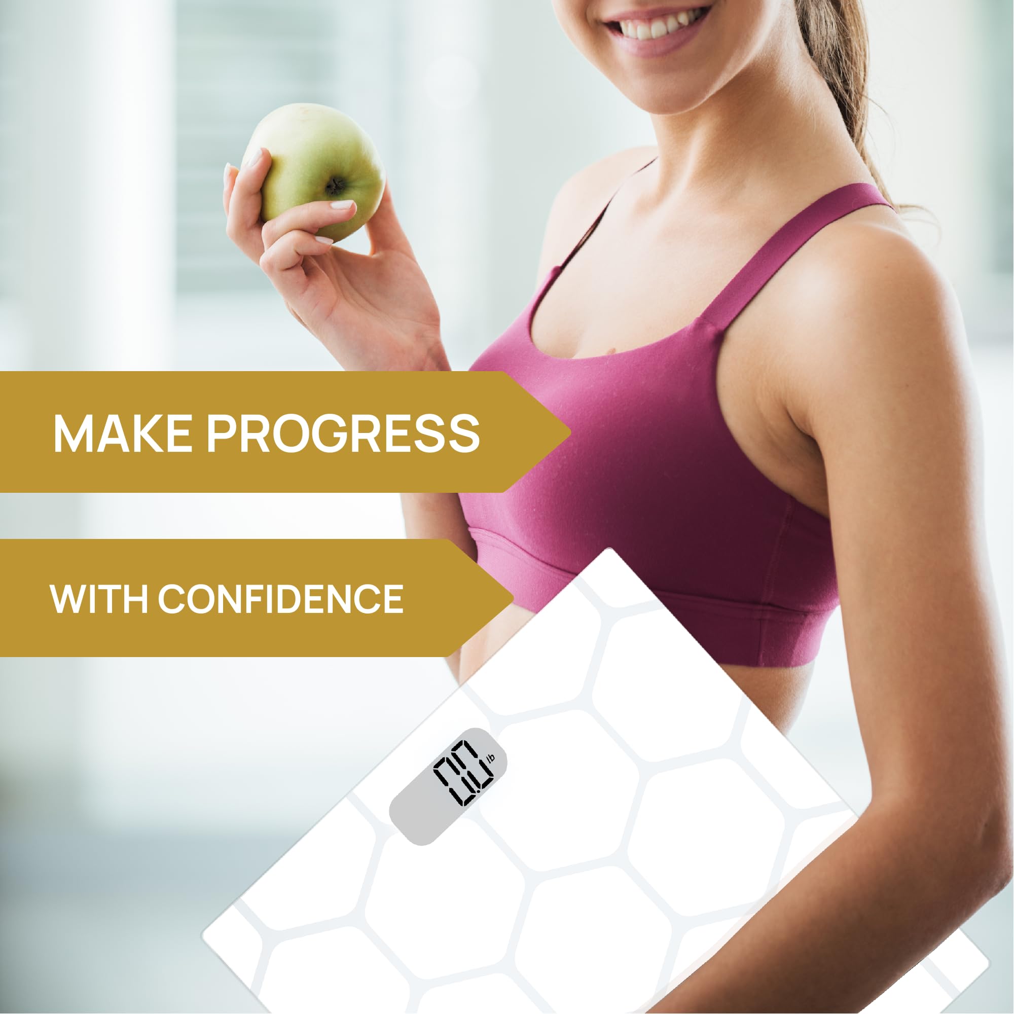 INEVIFIT Bilancia pesapersone, bilancia pesapersone digitale ad alta precisione, misura peso per utenti multipli bianca Piattaforma grande 11 "X11"