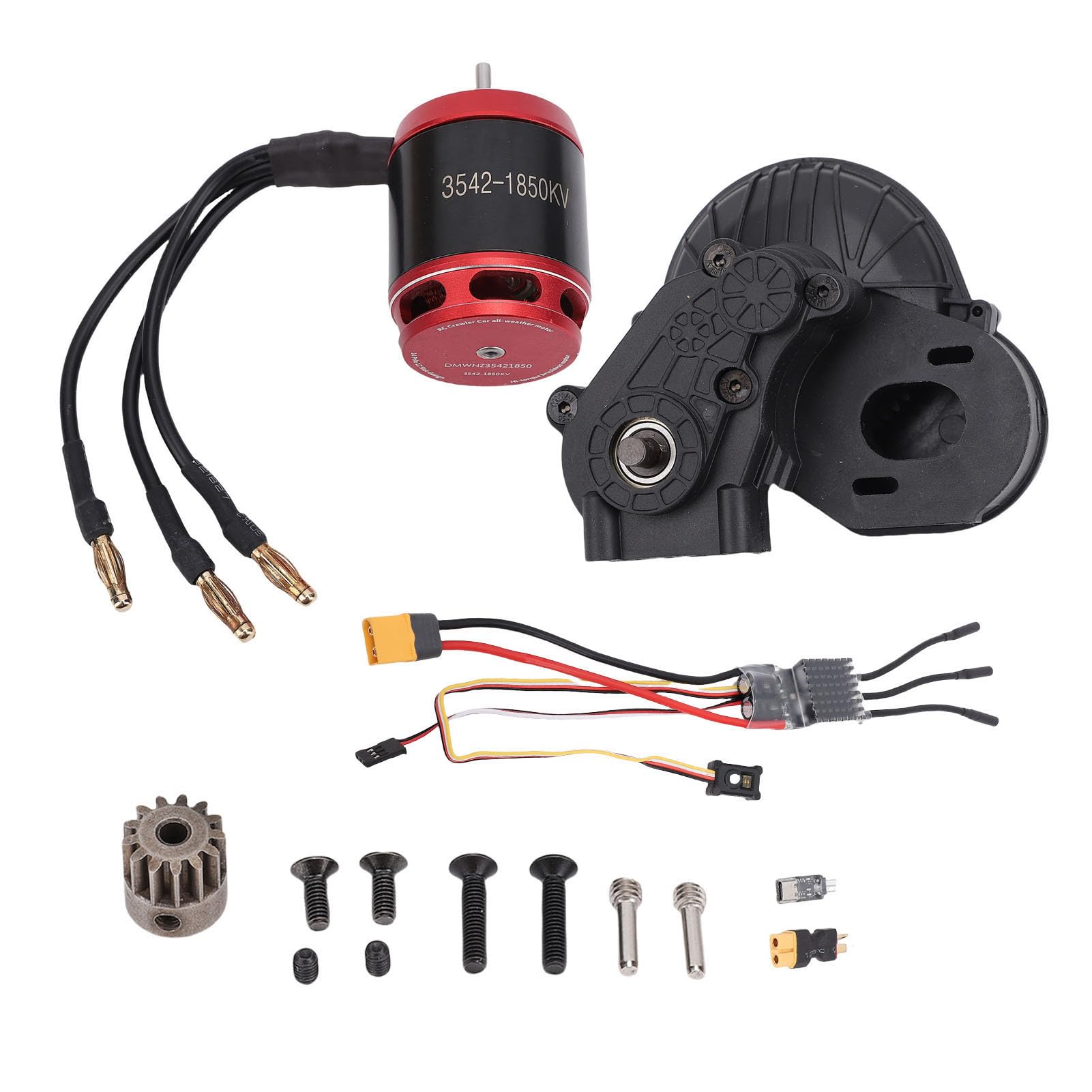 Pongnas 3542 1850KV Bezszczotkowy Silnik Outrunner z 80A AM32 Open-Source ESC do Samochodu Gąsienicowego Axial SCX10 /10 RC – Wstępnie Lutowany, Programowany Przez USB, Wysoka wydajność Pełzania